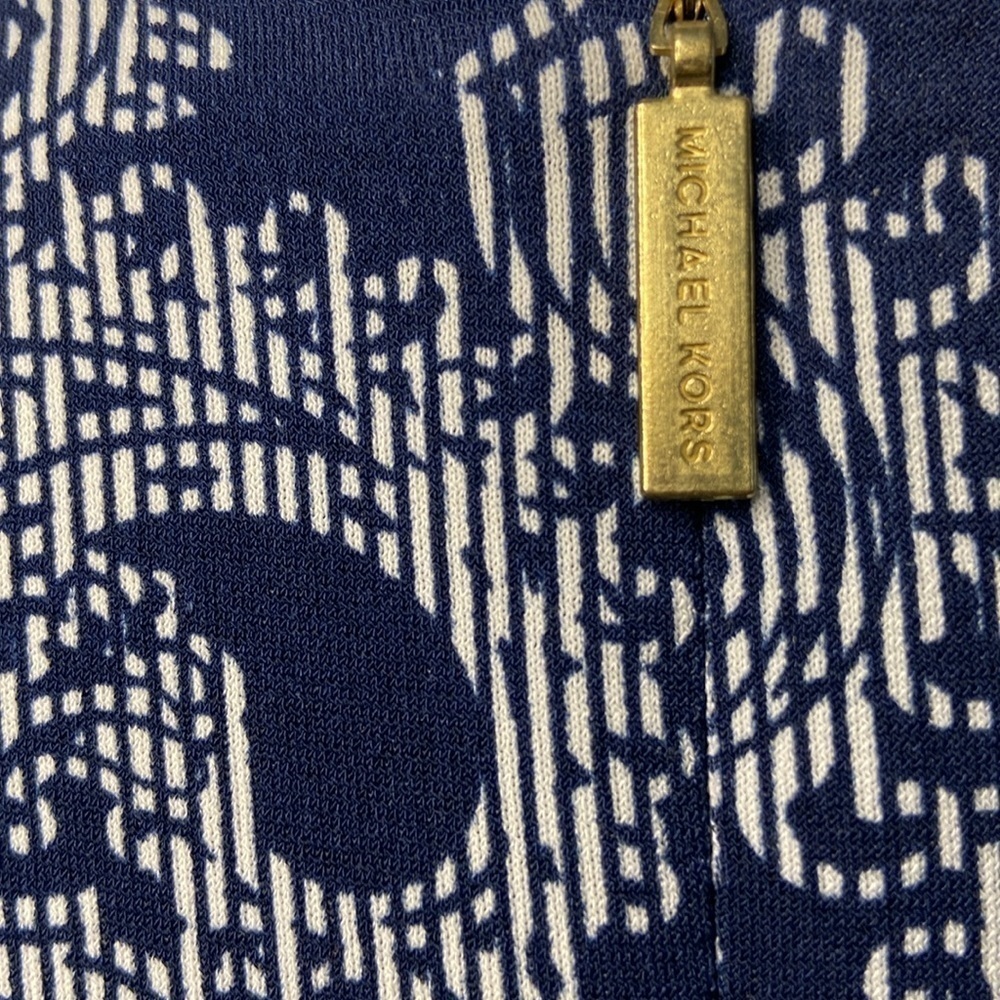Michael Michael Kors Short Sleeve Paisley Dress Navy Blue L - Picture 6 of 7